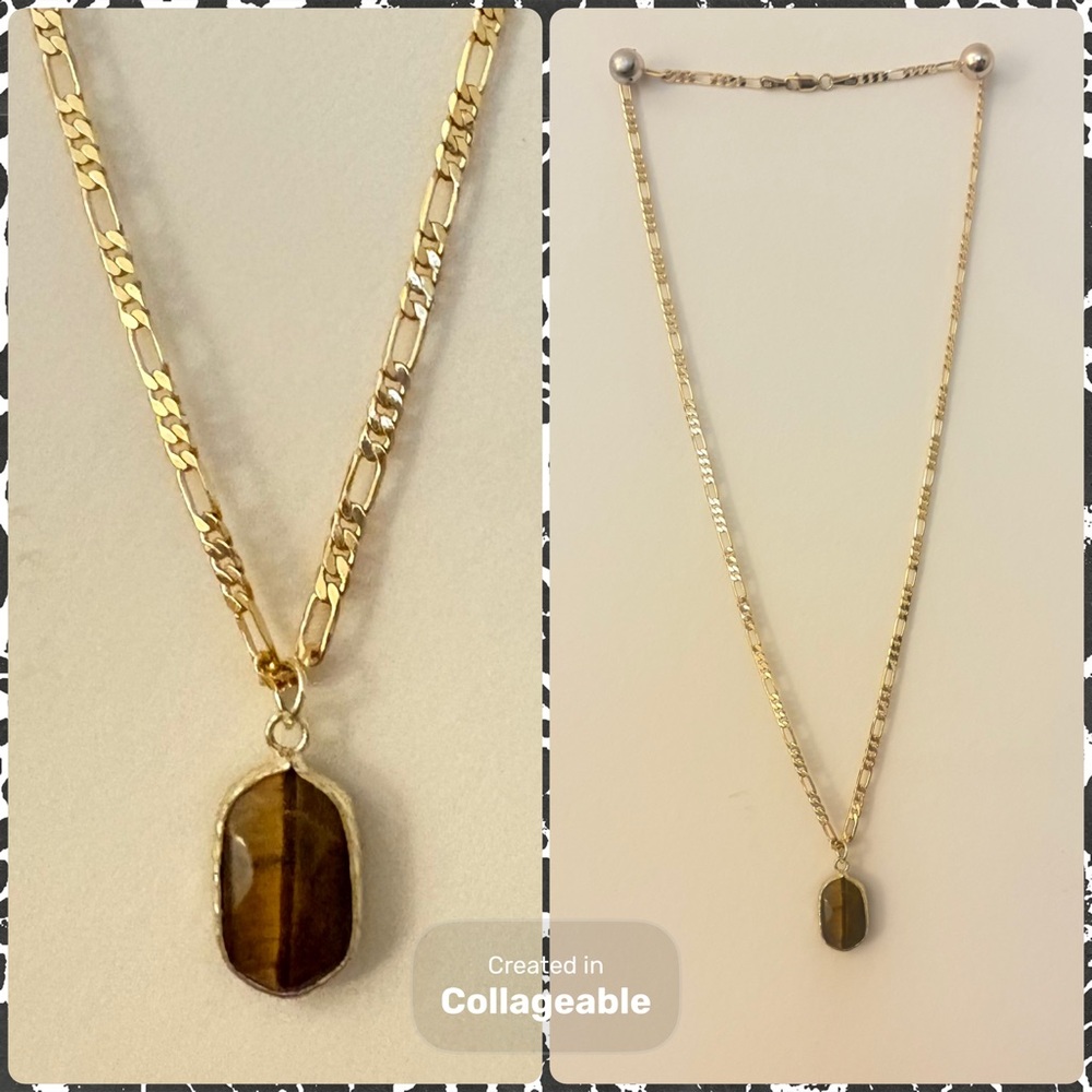 Elegant 18k gold plated hypoallergenic tarnish resistant with tiger eye pendant